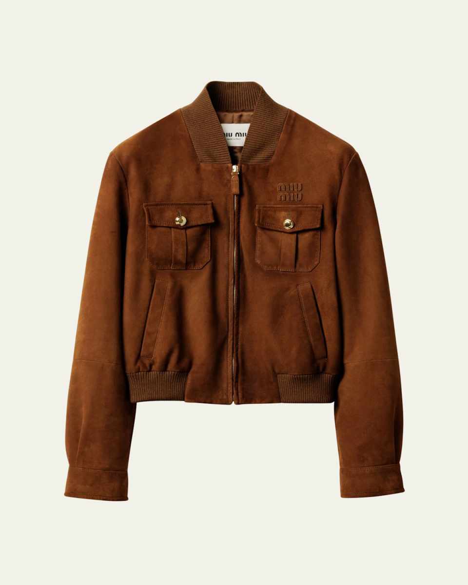 Suede Zip Bomber Jacket